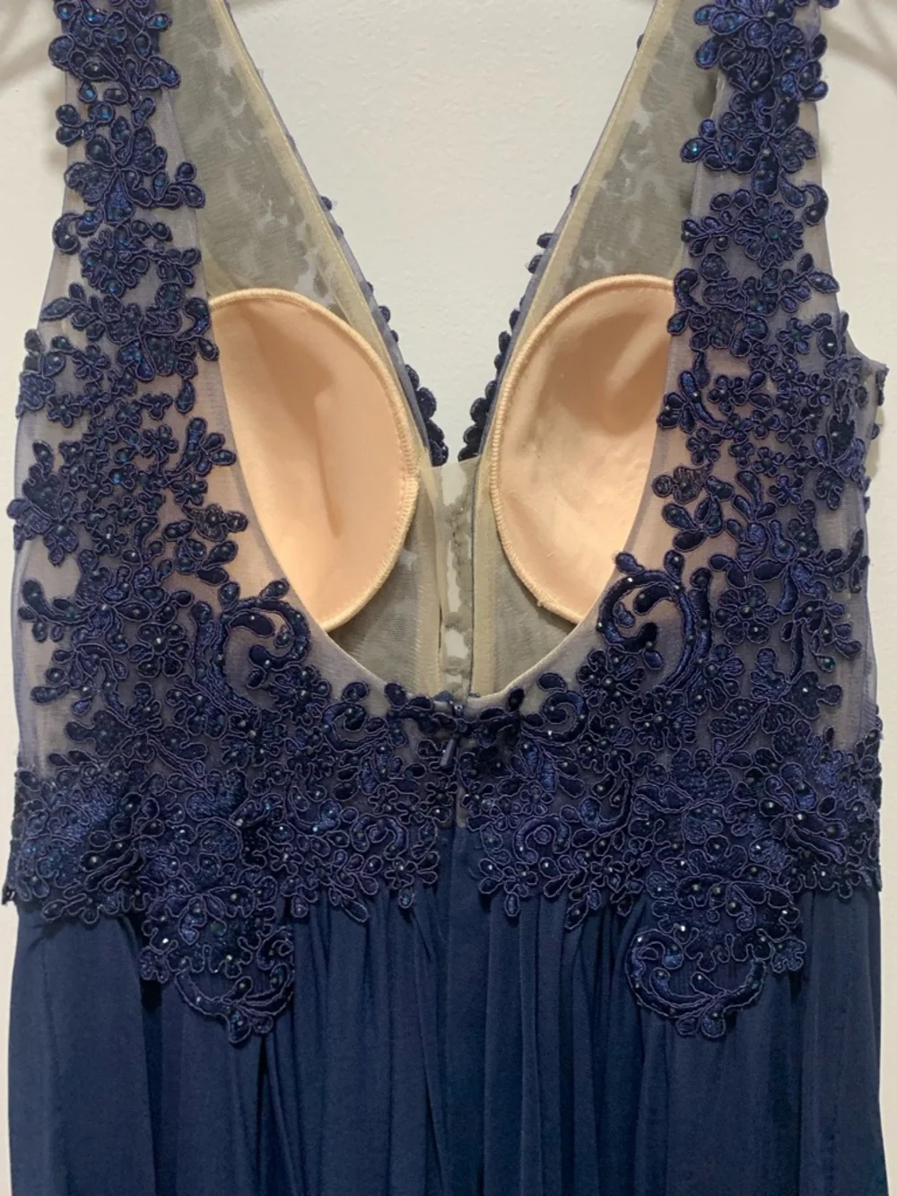 Sherri Hill Navy blue A-Line Dress with beaded embroidery - Picture 10 of 14